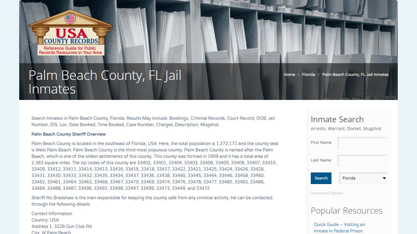 Palm Beach County, FL Jail Inmates | Name Search